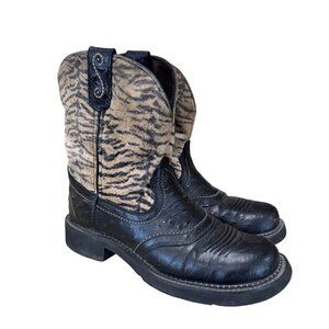 Justin Gypsy Collection Women 10 Cowgirl Black Tiger Print Leather Western Boot